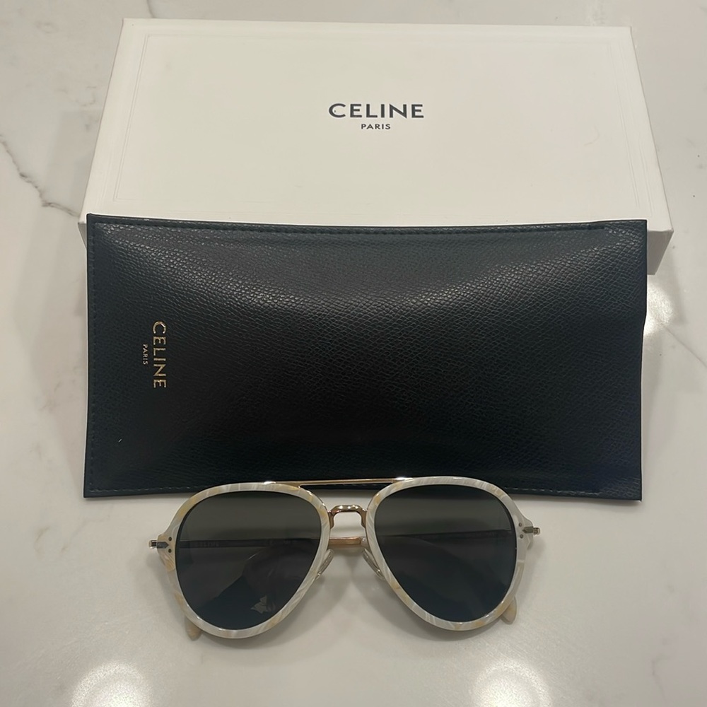 Celine White Tortoise Aviator Sunglasses - Never Worn